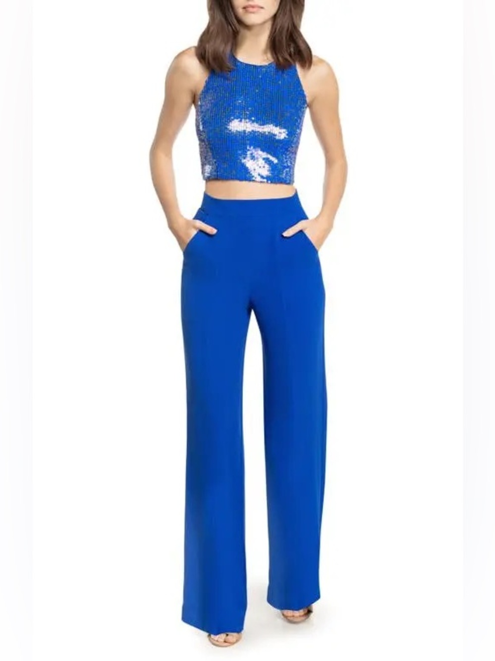 Dress the Population Ashton Sequin Two-Piece Set | Electric Blue | Size XL